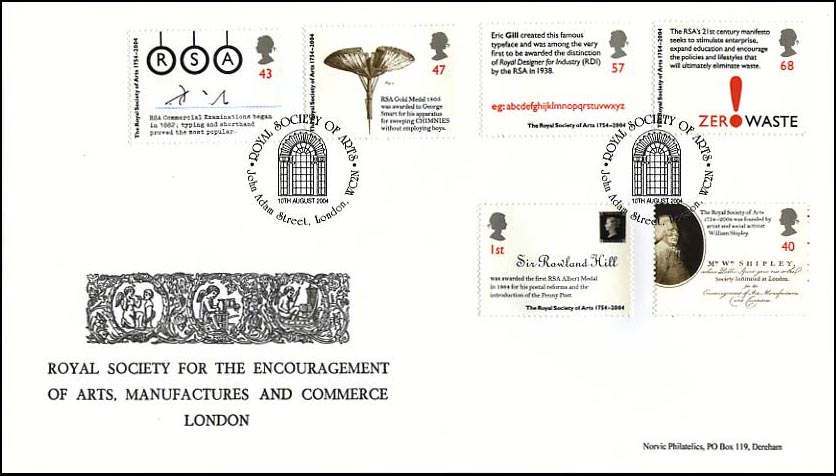 Norvic Limited Edition first day cover for The 250th Anniversary of the Royal Society of Arts