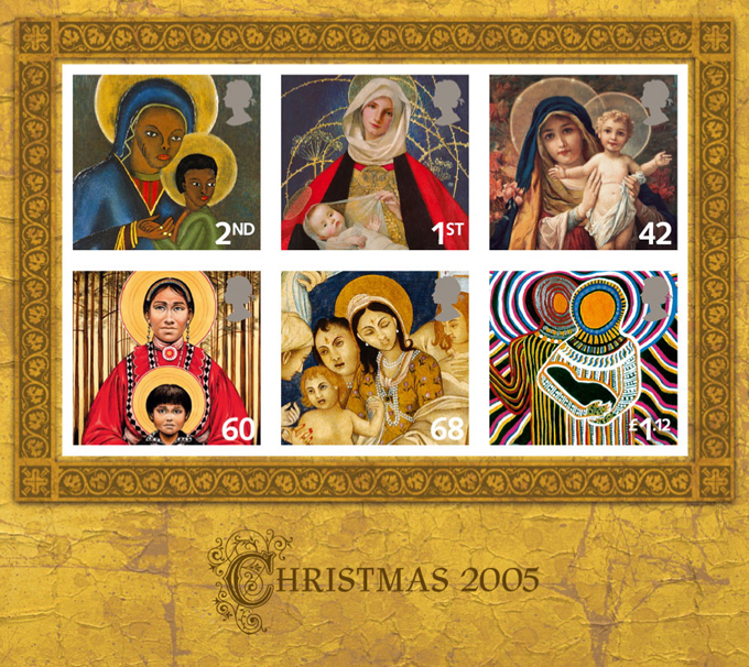 Royal Mail Christmas miniature sheet 2005 - Madonna and Child x 6