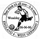 postmark showing footballer running with ball.