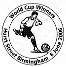 postmark showing footballer running with ball.