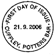 Cuffley ordinary First Day of Issue postmark for Victoria Cross stamp set 21 September 2006.