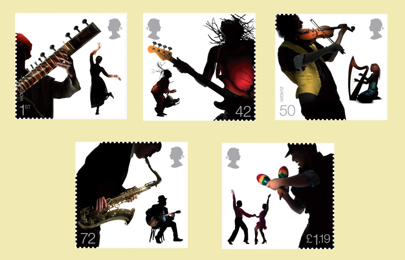 GB Sounds of Britain stamps.