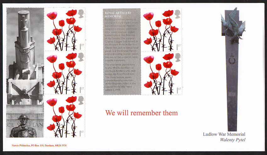 Norvic Philatelics first day cover for Lest We Forget 2006 Smilers Generic sheet.