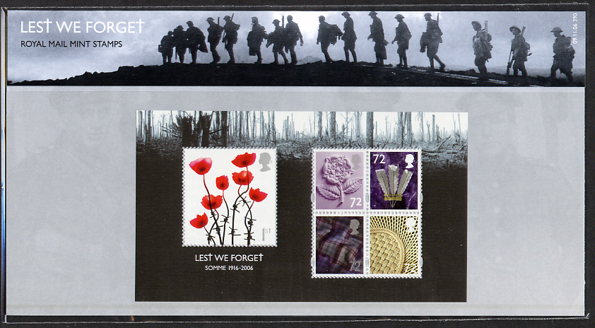 Royal Mail FDC for Lest We Forget Presentation Pack.