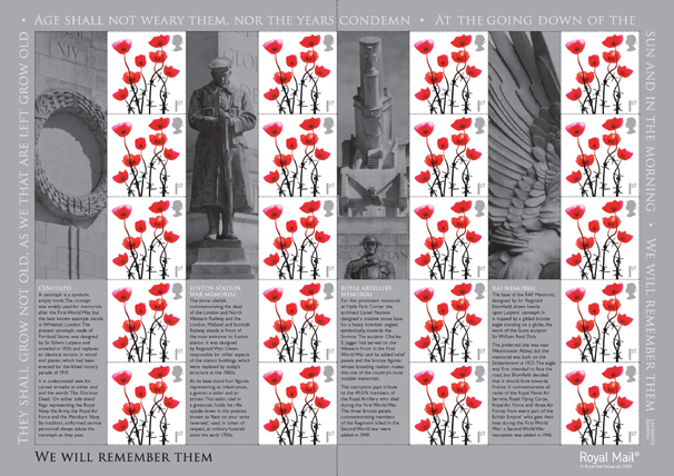 Royal Mail 'Lest We Forget' miniature sheet 9 November 2006.