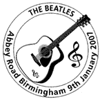 Postmark illustrated with guitar and treble clef.