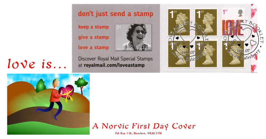 Norvic FDC for love retail booklet issued 16 January 2007.