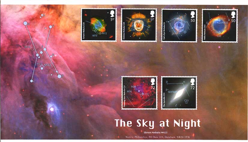 Norvic FDC for Sky at Night stamp set issued 13 February 2007.