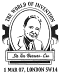Postmark showing portrait of Sir Tim Berners-Lee.