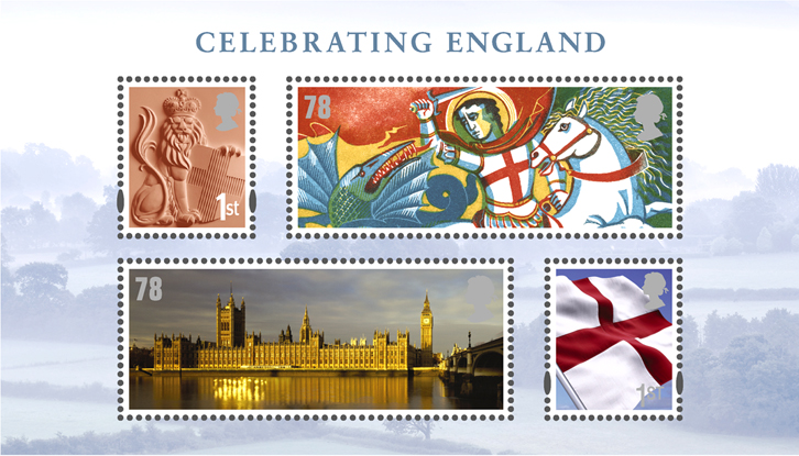 Celebrating England miniature sheet of stamps issued 23 April 2007.