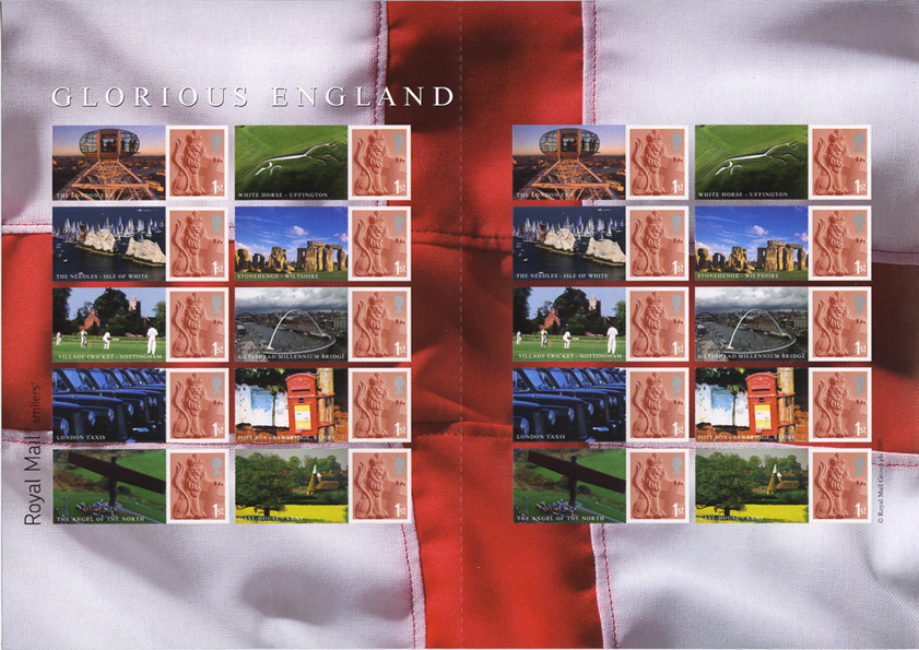 Glorious England Smilers Sheet of stamps issued 23 April 2007.
