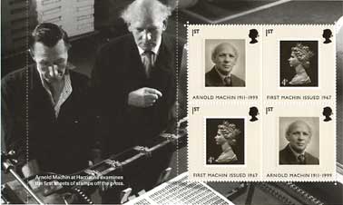 pane 3 from Machin Anniversary prestige stamp book.
