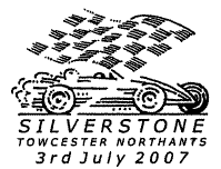 postmark showing racing car and chequered flag.