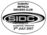 postmark showing logo of Subaru Impreza Drivers' Club.