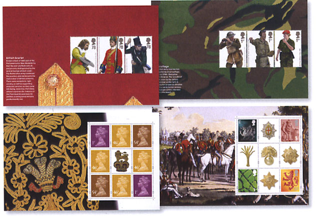 British Army Uniforms prestige stamp book panes.