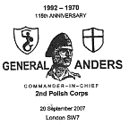 postmark showing portrait of General Anders, C-in-C 2nd Polish Corps.