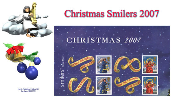 Norvic Philatelics 2007 Christmas First Day Cover for Smilers sheet - top left.