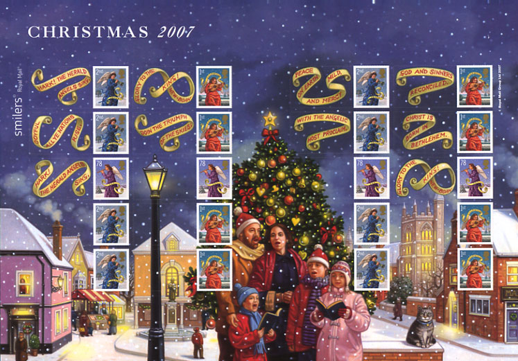 Royal Mail Christmas stamps 2007 - Smilers Sheet.