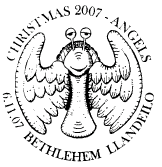 Postmark: cartoon angel.