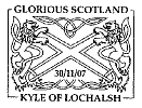Postmark showing Scottish saltire flag and two lions.