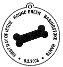 Official Hound Green, Basingstoke, first day of issue postmark for working 
dogs stamp issue 5 February 2008.