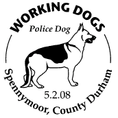 postmark showing German Shepherd dog.