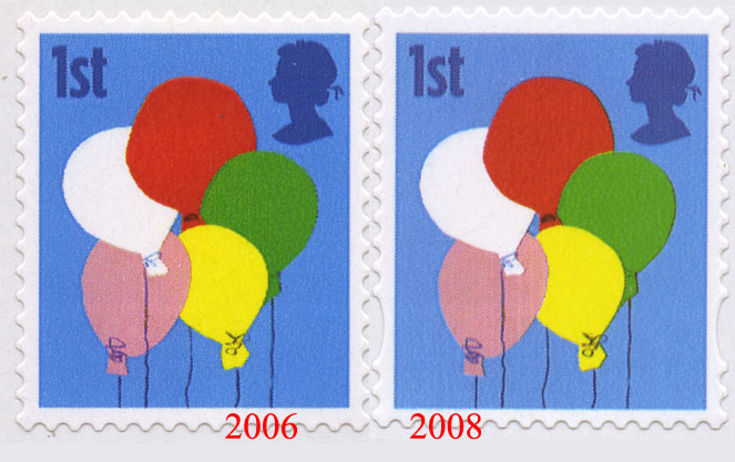comparison of 2006 & 2008 greetings stamps.