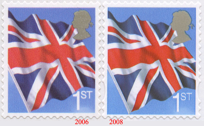 comparison of 2006 & 2008 greetings stamps.