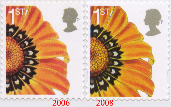 comparison of 2006 & 2008 greetings stamps.
