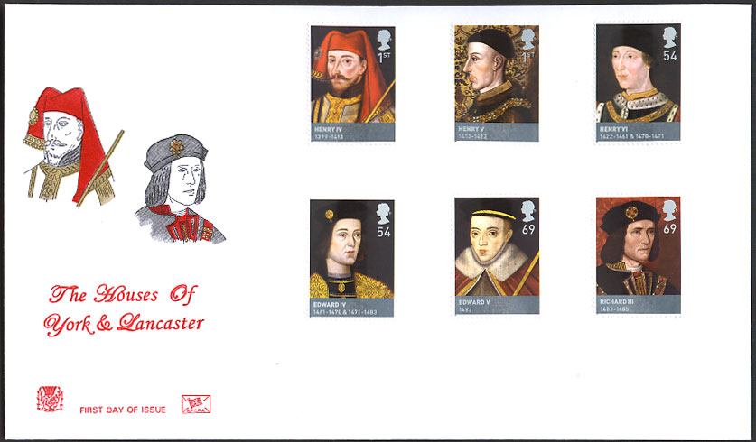 Houses of Lancaster & York set of 6 on Stuart FDC.