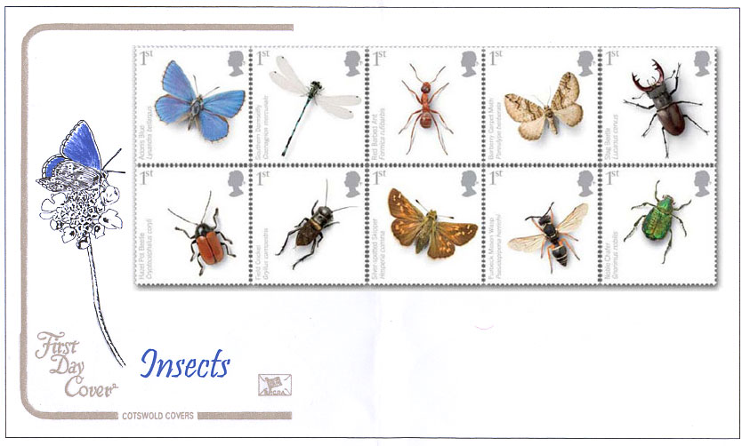 Cotswold first day cover for endangered insects stamps 15 April 2008.