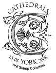 Postmark showing illuminated letter C.