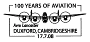 Postmark showing Avro Lancaster Bomber.