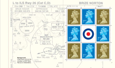 RAF prestige stamp book pane 4 4 x 1st class and 4 x 2nd class Machin 
definitives surrounding a label with the badge of the RAF.