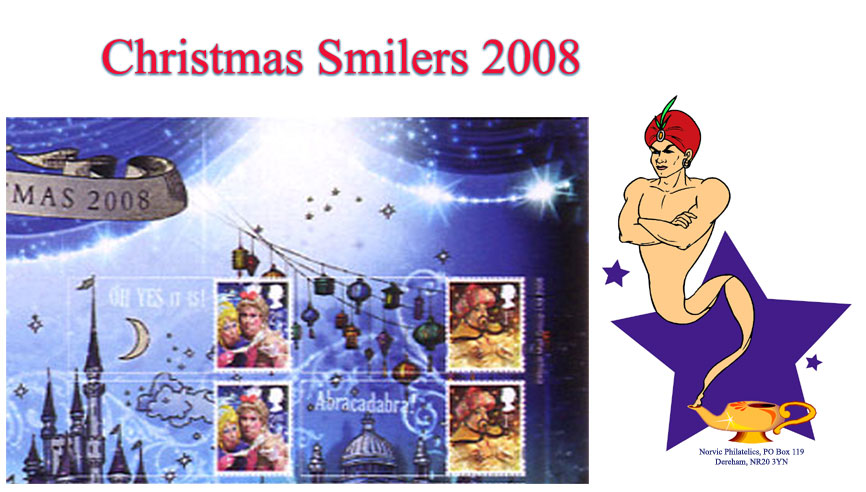 Norvic Philatelics 2008 Christmas First Day Cover 
for Smilers sheet - top right.