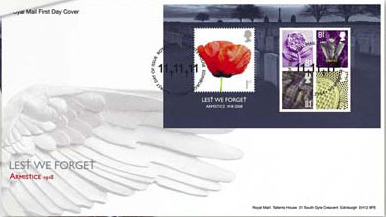 Royal Mail 2008 FDC for Lest We Forget miniature sheet.