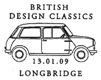 postmark showing mini-car, side on.