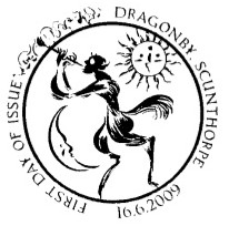 Official Dragonby, Scunthorpe, first day of issue postmark for mythical creatures stamp issue.