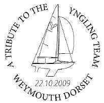 Postmark showing Yngling yacht.