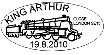 Postmark showing railway locomotive.