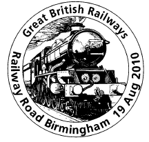 Postmark showing steam locomotive.