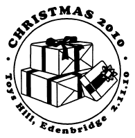 Postmark showing Christmas presents.