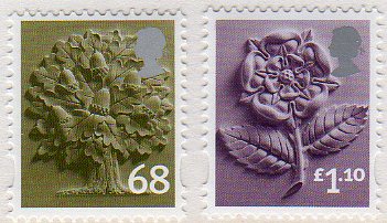 England 68p & 1.10 stamps issued 29 march 2011.