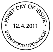 Stratford-upon-Avon non-pictorial FD postmark for Shakespeare stamps.