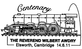 Postmark showing railway locomotive.