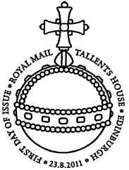 official first day postmark showing orb.