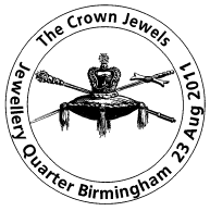 Postmark showing corwn jewels.