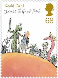 Roald Dahl James and the Giant Peach stamp.