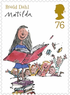 Roald Dahl 76p Maltida stamp.