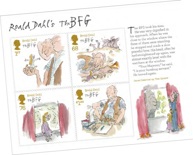 Roald Dahl's The BFGMiniature sheet of 4 stamps.